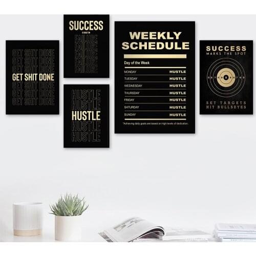 Gold Hustle Success Motivational Posters Prints Office Decor Modern Art Entrepreneur Motivation Canvas Painting Wall Pictures