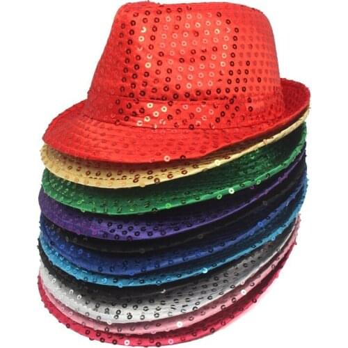 Sequins Solid Color Jazz Cap Fashion New Adults Children Casual Stage Performance Top Hat Hip Cowboy Hat