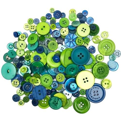 Happymems Mixed 80g Blue Green Sewing Button For Clothing Plastic Button Decorative Handmade Scrapbooking Accessory