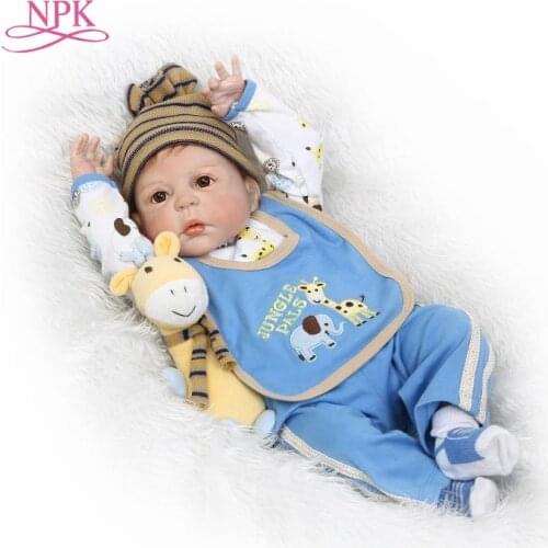 NPK lifelike reborn baby doll full vinyl silicone boneca doll playmate for kids Birthday gift brinquedo