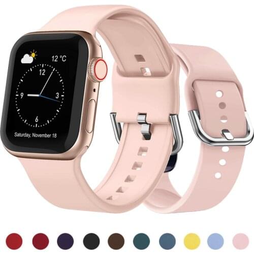 Silicone band For Apple Watch strap 44mm 40mm 42mm 38mm 42 mm smartwatch wristband Sport bracelet iWatch serie 3 4 5 6 se strap