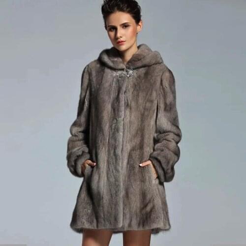 Brand luxury women natural mink fur jacket long style With sashes elegant lady high quality winter fur coat TU144-075