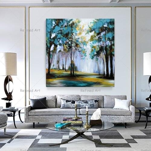 Hand-Painted Abstract Grove Landscape Oil Painting Living Room Dining Wall Art Home Decoration Beauty