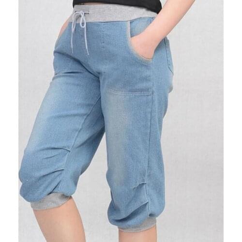 S - XXXXL 2020 Autumn Summer Unique Soft Denim Harem Pants Women Casual Pants Blue Woman Female Fashion Trousers Plus Size