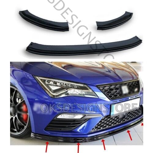 SEAT LEON 2017-2020 FR/CUPRA Front Bumper Lip 3 pcs Glossy Black Splitter Diffuser Lip Body Kit Spoiler Bumpers For