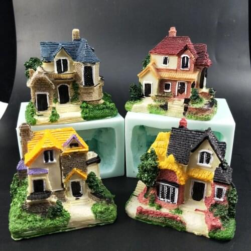 QT0275 PRZY Silicone Mold 4 Styles 3D House Soap Molds Building Soap Mold Gypsum Chocolate Candle Molds Soap Mould Clay Resin