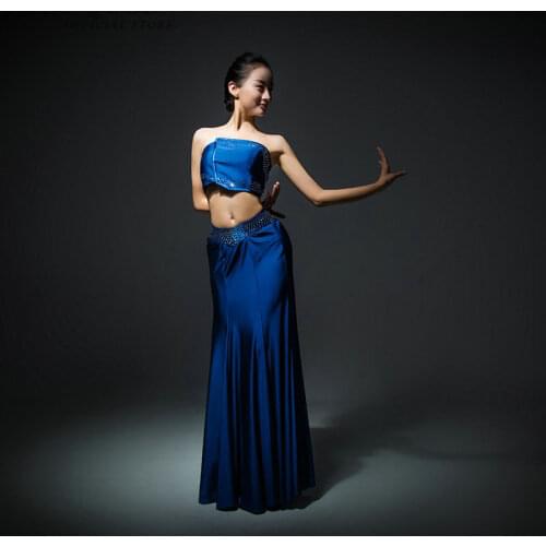 Wholesale Dance Dress Dai Belly Dance Costumes Peacock Belly Dance Suit Sequined Peacock Tube Top Dancewear XXXL FF046 YQ