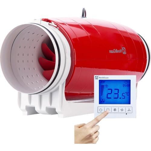 Commercial Exhaust Fan Ventilator Air Recuperator atVentilation Fan LCD Delay High Pressure Fan Silent 8inch Extractor De Aire