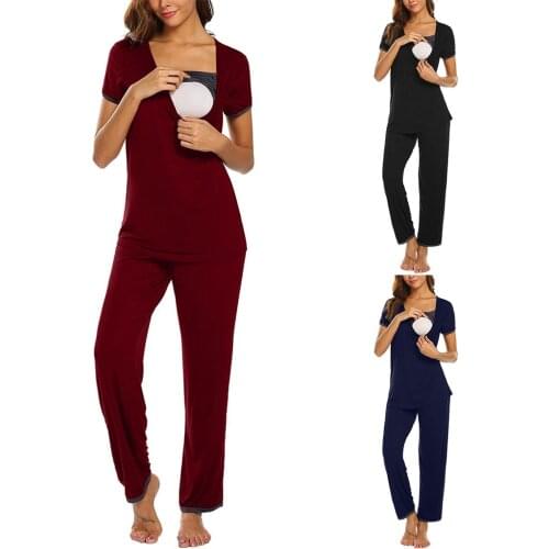 Women Maternity Clothes Women Maternity Short Sleeve Nursing T-shirt Tops+striped Pants Pajamas Set Suit Для Беременных Женщин