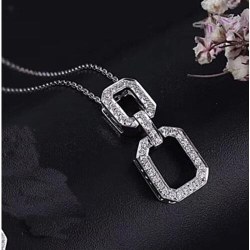 Fashion S925 Necklace Geometric Square Pendant Full Inlay Zircon Exaggerated Jewelry For Women Wedding Engagement Luxury Choker