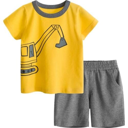 ZWF964 Summer Baby Boys Girls Cartoon T Shirt + Shorts Set Clothes Kids Cute Cartoon 2pcs Children Cotton Girls Clothing Sets