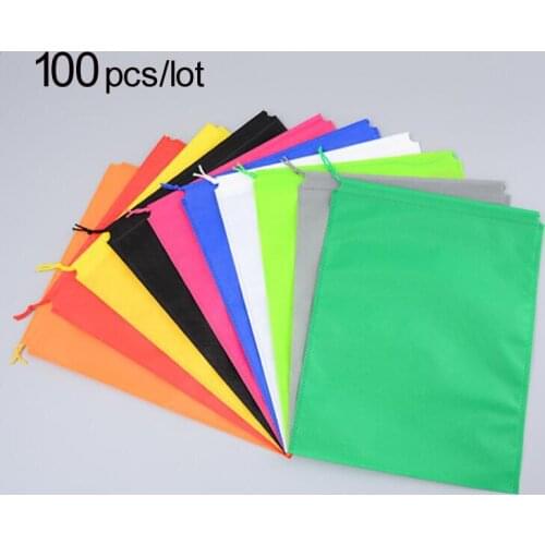 100 pcs/lot 20x27cm drawstring bag non woven sack with rope storage bag multiple colours for shoe / clothes dust proof