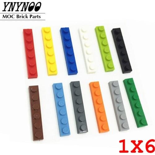 100PCS Thin Bricks Plate 1x6 Dots Building Blocks 13Colors Educational Creative Size DIY Toys for Children Compatible with 3666