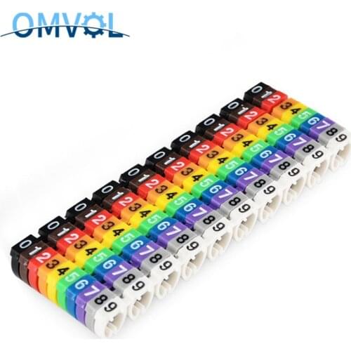 100pcs/package 0-9 0123456789 0.75mm2-6mm2 Arabic Numerals M Type CAT 6 Clip Network Ethernet Wire Number Label Tube Cable Marke