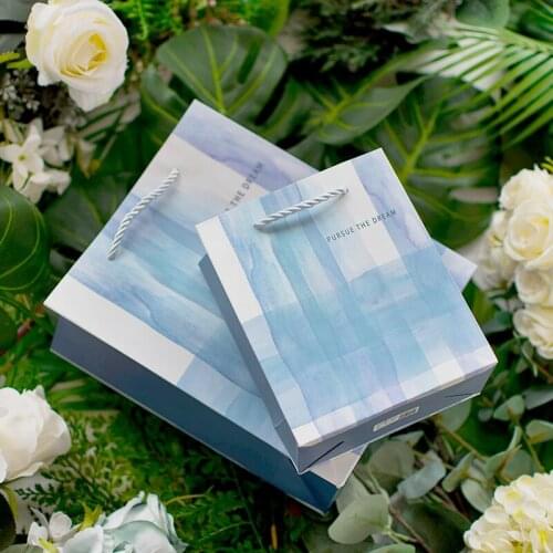 12pcs/lot Watercolor Leaf Gift Bag Birthday Holiday Paper Bag Clothing Bag Large Capacity Business Clothing Packaging