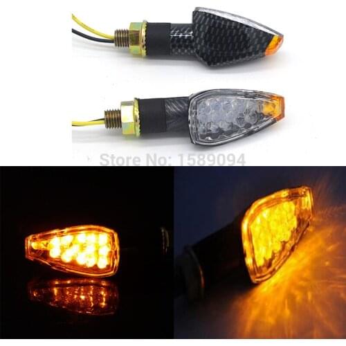 2 x Carbon Amber Waterproof Motorcycle Moto LED Turn Signal Indicator Blinker Light Lamp for Honda Yamaha Suzuki Kawasaki Ducati