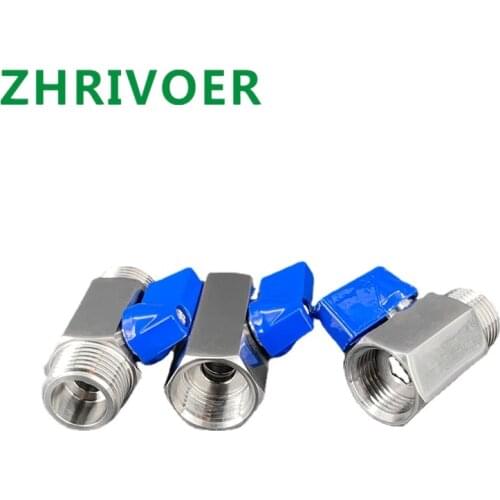 304 / 316 stainless steel mini ball valve sanitary micro polished 1 / 2 / 3 / 4 / 6 blue handle high pressure valve DN15/10/8/6