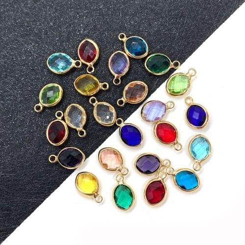 5pcs/bag of Exquisite Oval Natural Crystal Pendant 10x5mm DIY Handmade Jewelry Accessories Ladies Jewelry