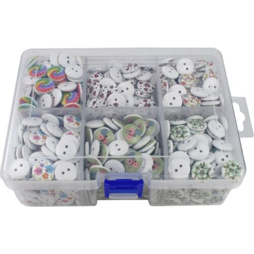 900PCS Round Wooden Button 2 Holes Wooden Buttons with Storage Box 15MM Decorative Buttons for Clothing Sewing Accessories