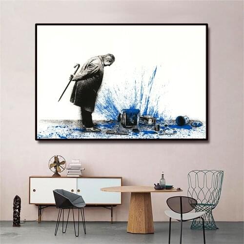 Abstract Wall Paintings Print On Canvas Wall Art Old Man Prints Graffiti Art Prints Modern Art Wall Pictures For Living Room