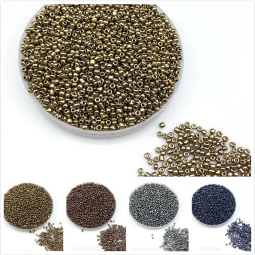 16g 1000pcs 2mm Metal Color Round Garment Beads Loose Spacer Beads Cezch Glass Seed Beads Handmade Jewelry DIY Making Bead JS2M