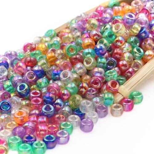 500pcs plastic round beads solid color beads DIY clothing Jewelry accessories material loose beads large hole barrel beads