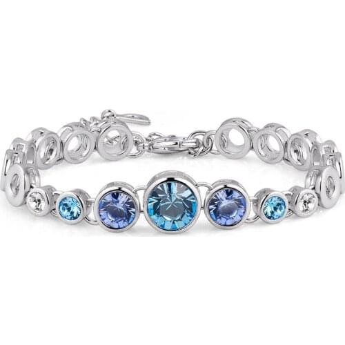 COCOM Trendy Charm Bracelets for Women with Blue Round Austrian Crystals New Fashion Bangle Bracelet Wedding Female Jewelry Gift