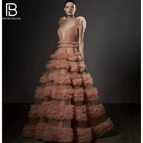 PB Stylish High Waist Cascading Ruffles Long Dress Sexy V Neck Sleeveless Celebrity Party Club Free Shipping