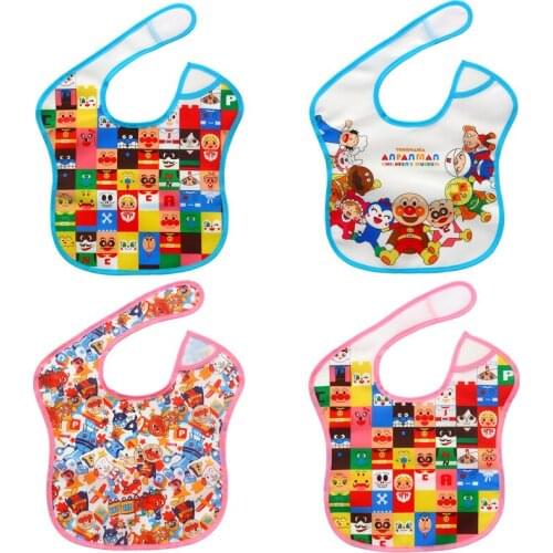 1-3 Yrs Newborn Baby Bib Waterproof Feeding Meal Bib Saliva Towel Complementary Food Rice Pocket Cartoon Anpanman Light Gown