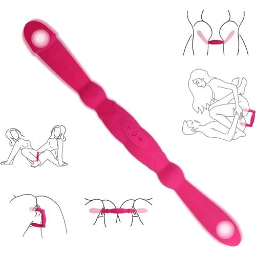 LEVETT Lesbian Double End Vibrator,Dual Head Dildo Vibrator Double Penetration for G-Spot Clitoris Nipple Prostate Stimulating