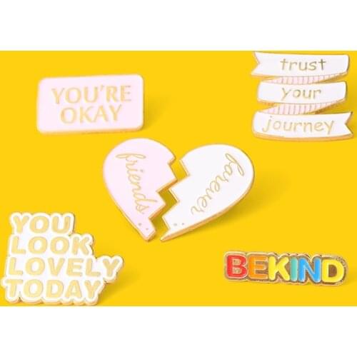 "YOU Look Lovely Today "Enamel Pin Motivate Make Yourself Confident Brooches Decoration on Hat Clothes Badge Gift for Women Men