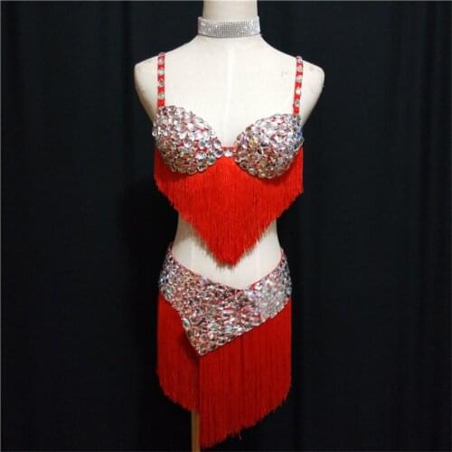 F28 Ballroom dance costumes singer stage wears bikini party dresses bra ballet skirt bodysuit female sexy outfit dj disco perfor