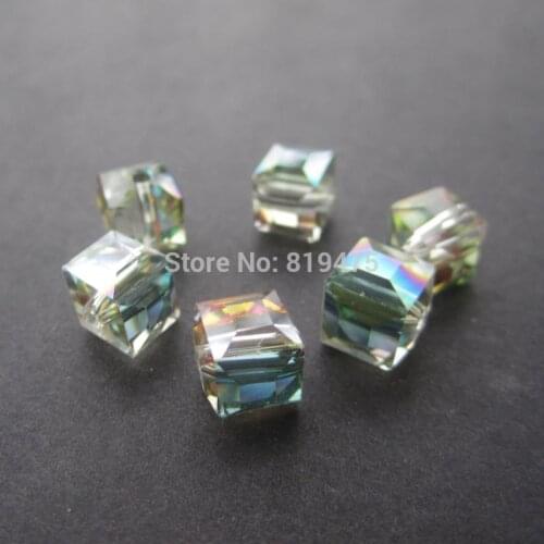Crystal beads 8mm(20 pieces/lot) Cube Multi-colored AB Color for jewelry making