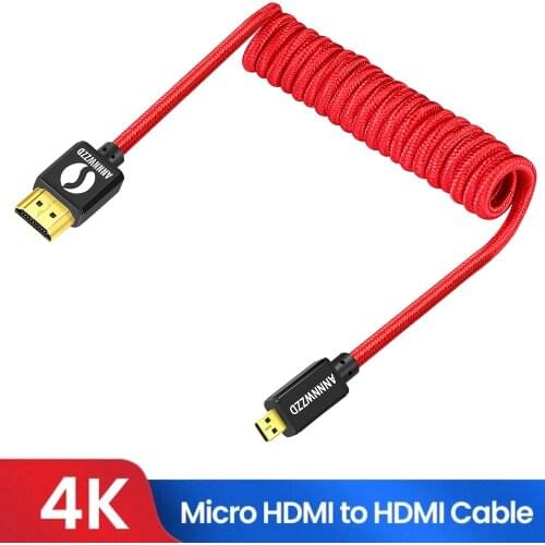 Micro HDMI Cable 2.0 3D 4K Male to Male High Speed Spring Micro HDMI for GoPro Projector HD TV Camera Micro HDMI to HDMI Cable