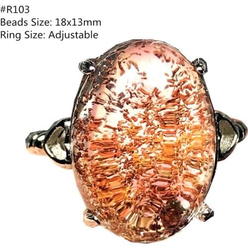 Top Natural Ghost Phantom Quartz Ring Jewelry For Women Lady Man Crystal Garden Oval Beads Stone Silver Adjustable Ring AAAAA