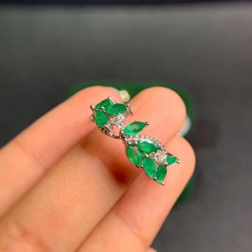 Fashion Green emerald Gemstone Ring for women jewelry certified natural gem house eye style gold color girl party gift