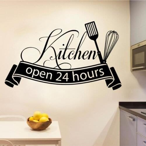 Kitchen Open 24 Hours Wall Vinyl Modern Sticker Decal Wall Kitchen Decoration Removable A001779