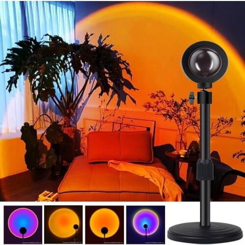 USB Sunset Lamp Red Rainbow Projector Led Night Light Sun Projection Desk Lamp for Bedroom Bar Coffee Store Wall Decoration