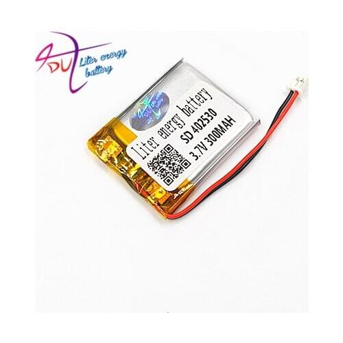 JST 1.25mm 2pin 10 pcs 300mAh LiPo Rechargeable Battery 402530 with 3.7V 300mAh Lithium Polymer For Mp3 Camera bluetooth GPS