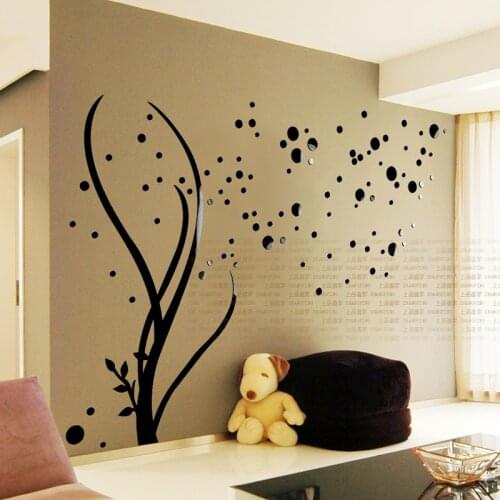 3D Water Plants Acrylic Mirror Wall Stickers Living Room DIY Art Wall Decor TV Wall Acrylic Home Embossed Sofa Wall Stickers
