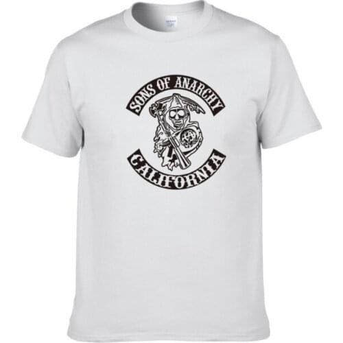 Creative design SONS OFANARCHY logo t shirt solid color cotton T Shirt Mens New Arrival Styleu Short Sleeve Men t-shirt y