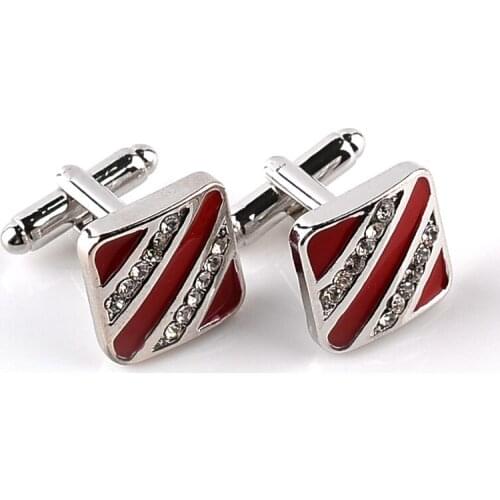 New Fashion Two-color Square Simple Cufflinks Mens Red/Black Enamel Luxury Business Cuff Links Button Classic Shirt Cufflink Hot