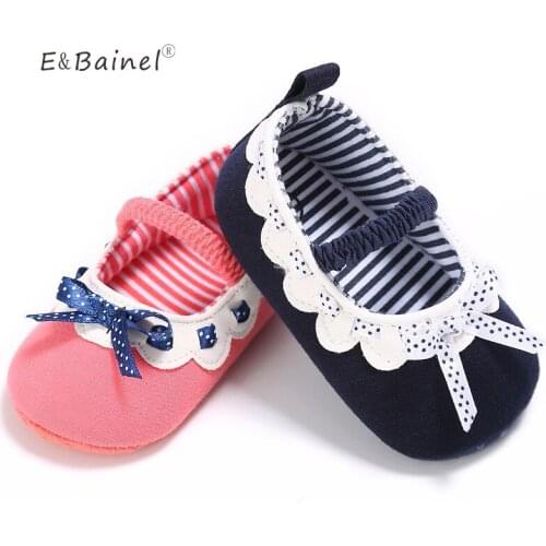 Toddler Infant Butterfly-Knot Pink First Walkers Shoes Soft Sole Baby Girl Shoes Anti-slip Cotton Newborn Prewalker Shoes