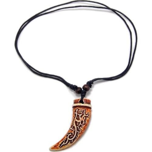 FX015 Retro necklace Totem pendant Cool ox Horn Choker Africa Jewelry Tribal style Imitation Yak Bone necklace Amulet Gift