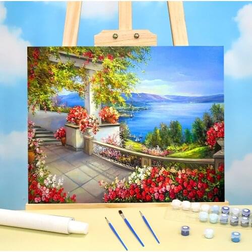 Landscape Town Seaside DIY Painting By Numbers Set Oil Paints 40*50 Paiting By Numbers Decorative Paintings For Kids For Art