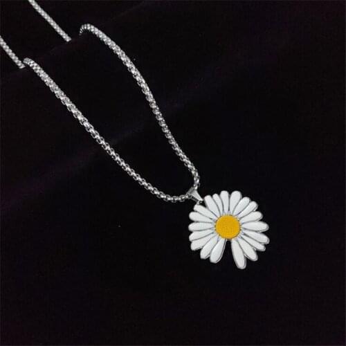 Daisy Flower Charms Necklace Women Stainless Steel Chains Choker Collar Necklace Female Fashion Jewelry