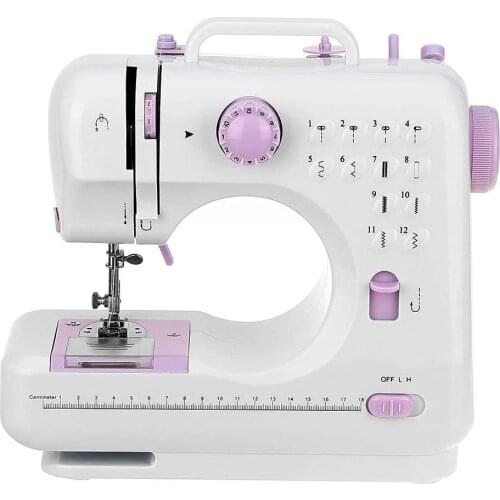 12 Stitches 2 Speed Portable Sewing Machine Double Thread Needle Overlock Mini Electric Sewing Machine With LED Light Foot Pedal