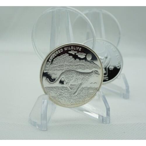 Silver Plated African Endangered Wildlife leopard franc France gift for souvenir copy coin