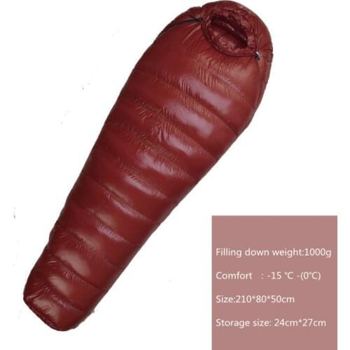 Winner Sleeping Bag Mummy Filling 1000g White Duck Down Sleepingbag Keep Warm For Travel Outdoor Camping Accesorios 11 color