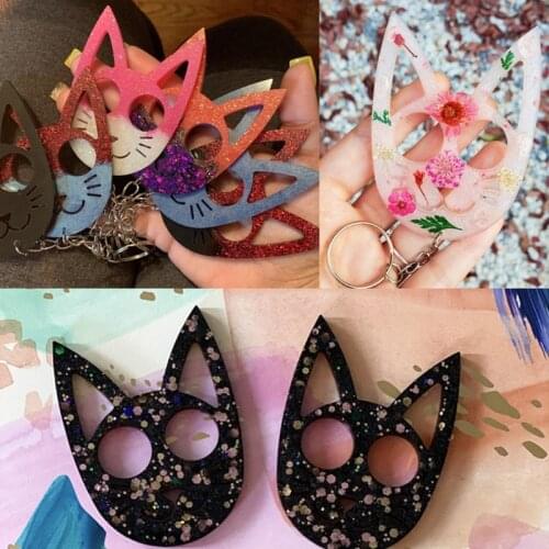 Super Glossy Self-defense Cat Keychain Crystal Epoxy Resin Mold DIY Crafts Jewelry Necklace Pendant Silicone Mould Drop Shipping